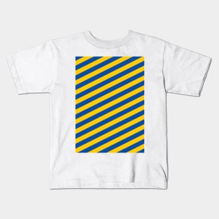 Leeds United Blue and Yellow Angled Stripes Kids T-Shirt